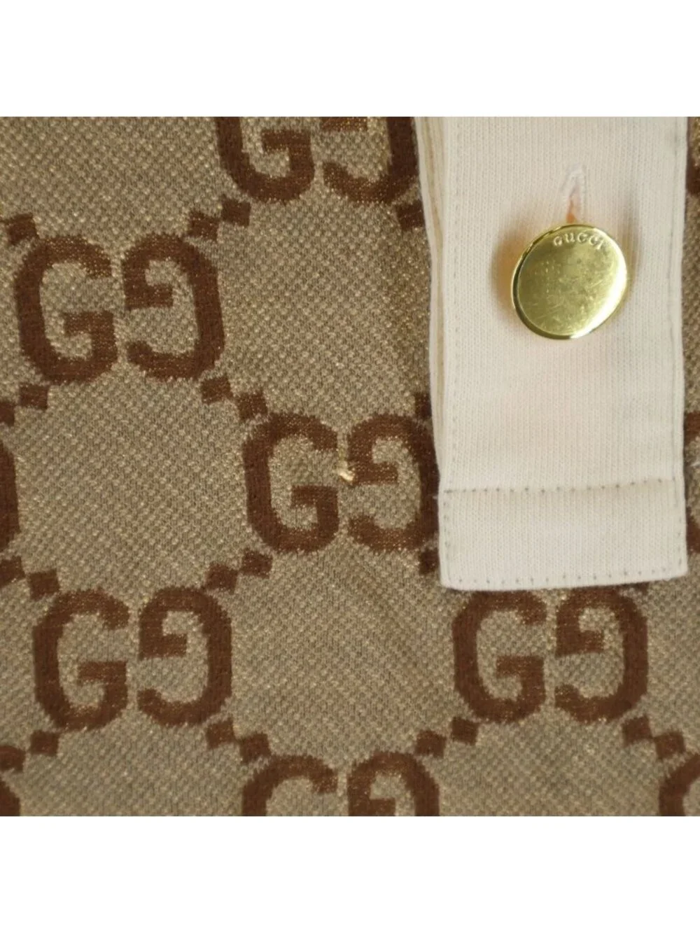 Gucci GG Logo Cotton Polo Shirt Short Sleeve Brown